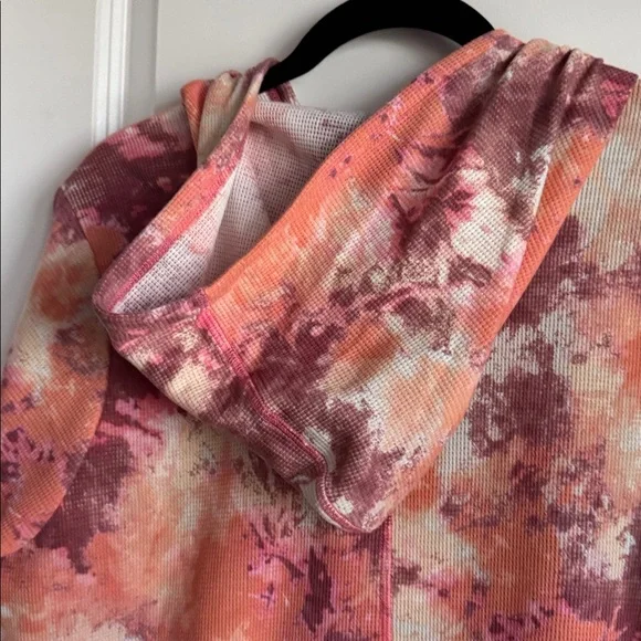 LOGO matching set of crop pant and front zip hoodie. Tie dye waffle knit. NWOT. - Picture 8 of 16